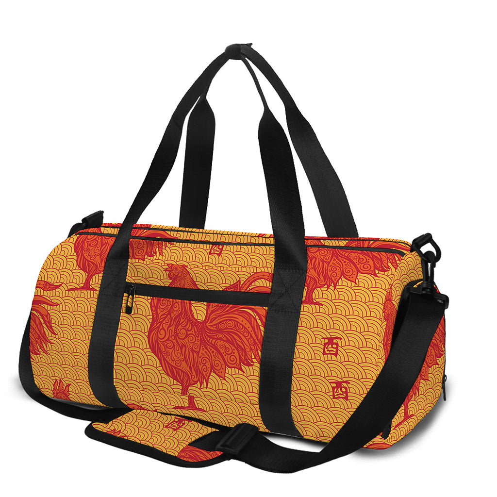 Chinese Rooster Pattern Print Gym Bag