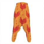 Chinese Rooster Pattern Print Hammer Pants