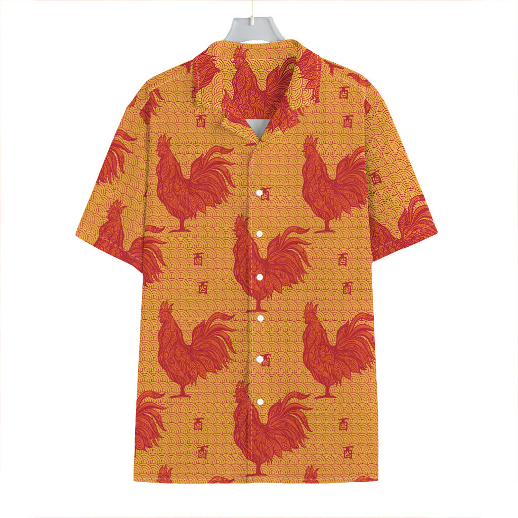 Chinese Rooster Pattern Print Hawaiian Shirt