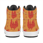 Chinese Rooster Pattern Print High Top Leather Sneakers