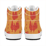 Chinese Rooster Pattern Print High Top Leather Sneakers