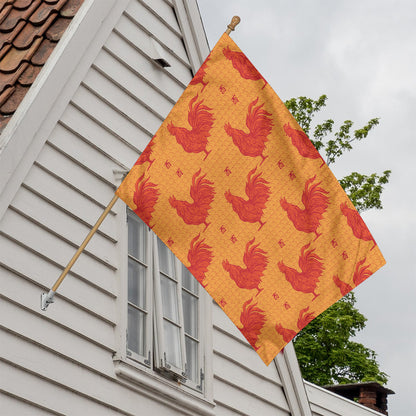 Chinese Rooster Pattern Print House Flag
