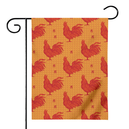Chinese Rooster Pattern Print House Flag