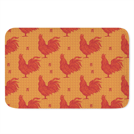 Chinese Rooster Pattern Print Indoor Door Mat