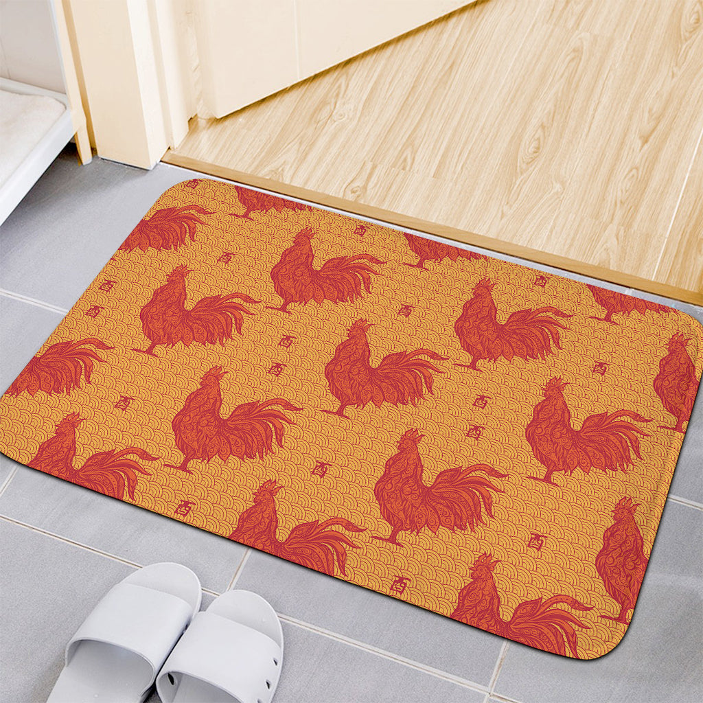 Chinese Rooster Pattern Print Indoor Door Mat