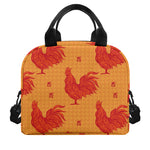 Chinese Rooster Pattern Print Insulated Lunch Bag