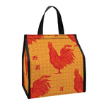 Chinese Rooster Pattern Print Insulated Lunch Tote