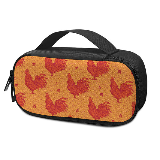 Chinese Rooster Pattern Print Insulin Cooler Travel Case