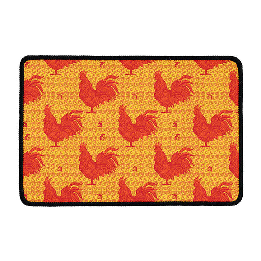 Chinese Rooster Pattern Print Kitchen Mat
