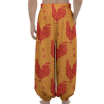 Chinese Rooster Pattern Print Lantern Pants