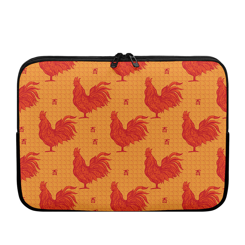 Chinese Rooster Pattern Print Laptop Sleeve