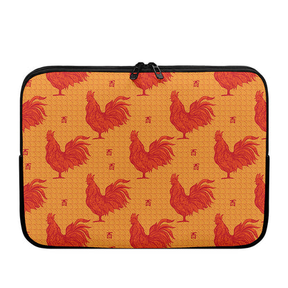 Chinese Rooster Pattern Print Laptop Sleeve