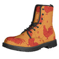 Chinese Rooster Pattern Print Lace-Up Boots