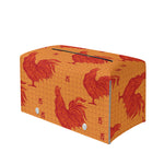 Chinese Rooster Pattern Print Leather Tissue Box Cover