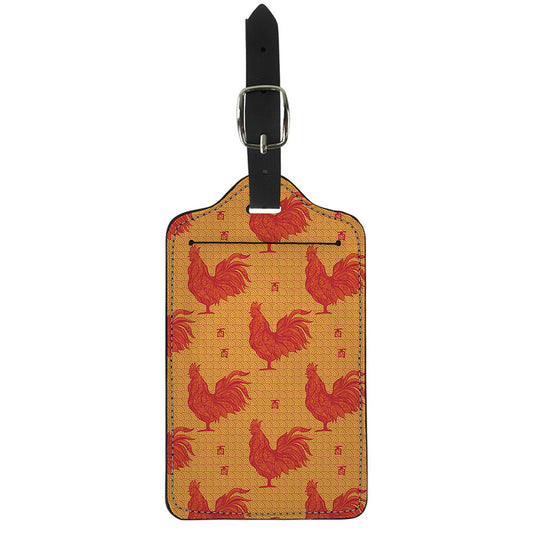 Chinese Rooster Pattern Print Luggage Tag