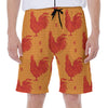 Chinese Rooster Pattern Print Men's Beach Shorts