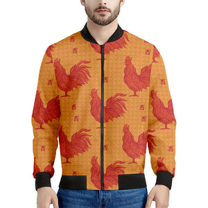 Chinese Rooster Pattern Print Men's Bomber Jacket