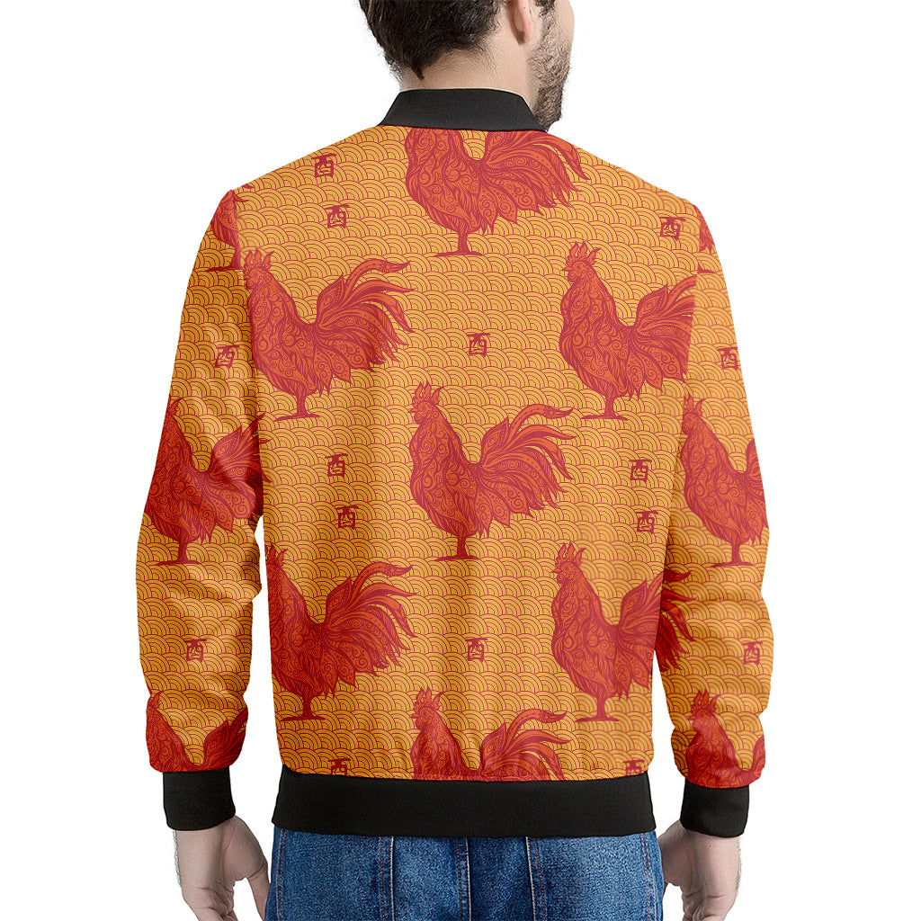 Chinese Rooster Pattern Print Men's Bomber Jacket