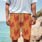 Chinese Rooster Pattern Print Men's Cargo Shorts