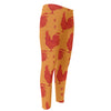 Chinese Rooster Pattern Print Men's Compression Pants