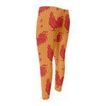 Chinese Rooster Pattern Print Men's Compression Pants