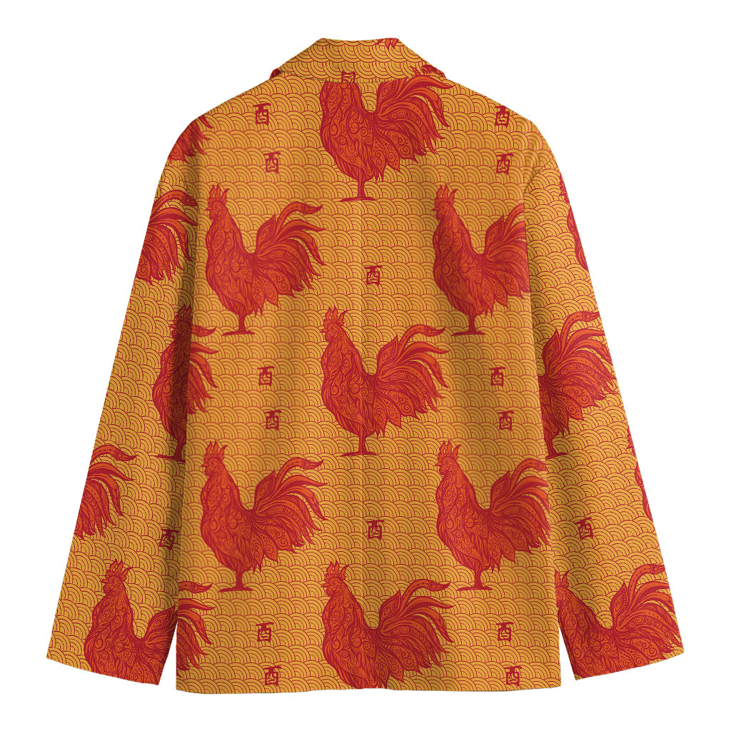 Chinese Rooster Pattern Print Men's Cotton Blazer