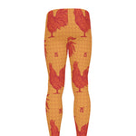 Chinese Rooster Pattern Print Men's leggings