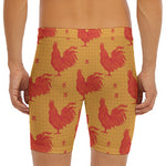 Chinese Rooster Pattern Print Men's Long Boxer Briefs