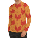 Chinese Rooster Pattern Print Men's Long Sleeve Rash Guard