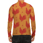 Chinese Rooster Pattern Print Men's Long Sleeve Rash Guard