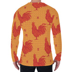 Chinese Rooster Pattern Print Men's Long Sleeve T-Shirt