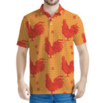 Chinese Rooster Pattern Print Men's Polo Shirt