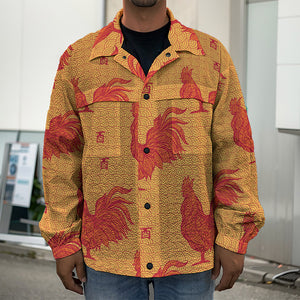 Chinese Rooster Pattern Print Men's Shirt Jacket