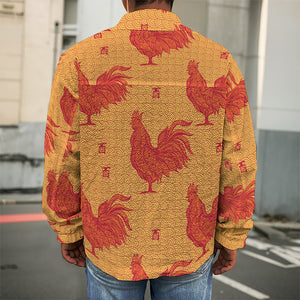 Chinese Rooster Pattern Print Men's Shirt Jacket