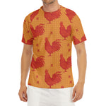 Chinese Rooster Pattern Print Men's Short Sleeve Rash Guard