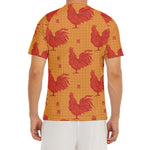 Chinese Rooster Pattern Print Men's Short Sleeve Rash Guard