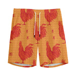Chinese Rooster Pattern Print Men's Sports Shorts