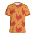Chinese Rooster Pattern Print Men's Athletic T-Shirt