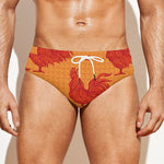 Chinese Rooster Pattern Print Men's Swim Briefs
