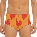 Chinese Rooster Pattern Print Men's Triangle Swim Briefs