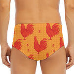 Chinese Rooster Pattern Print Men's Triangle Swim Briefs
