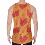 Chinese Rooster Pattern Print Men's Velvet Tank Top