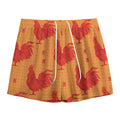 Chinese Rooster Pattern Print Mesh Shorts