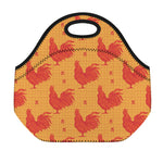 Chinese Rooster Pattern Print Neoprene Lunch Bag