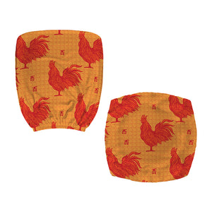 Chinese Rooster Pattern Print Office Chair Cover