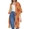 Chinese Rooster Pattern Print Open Front Beach Cover Up