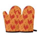 Chinese Rooster Pattern Print Oven Mitts