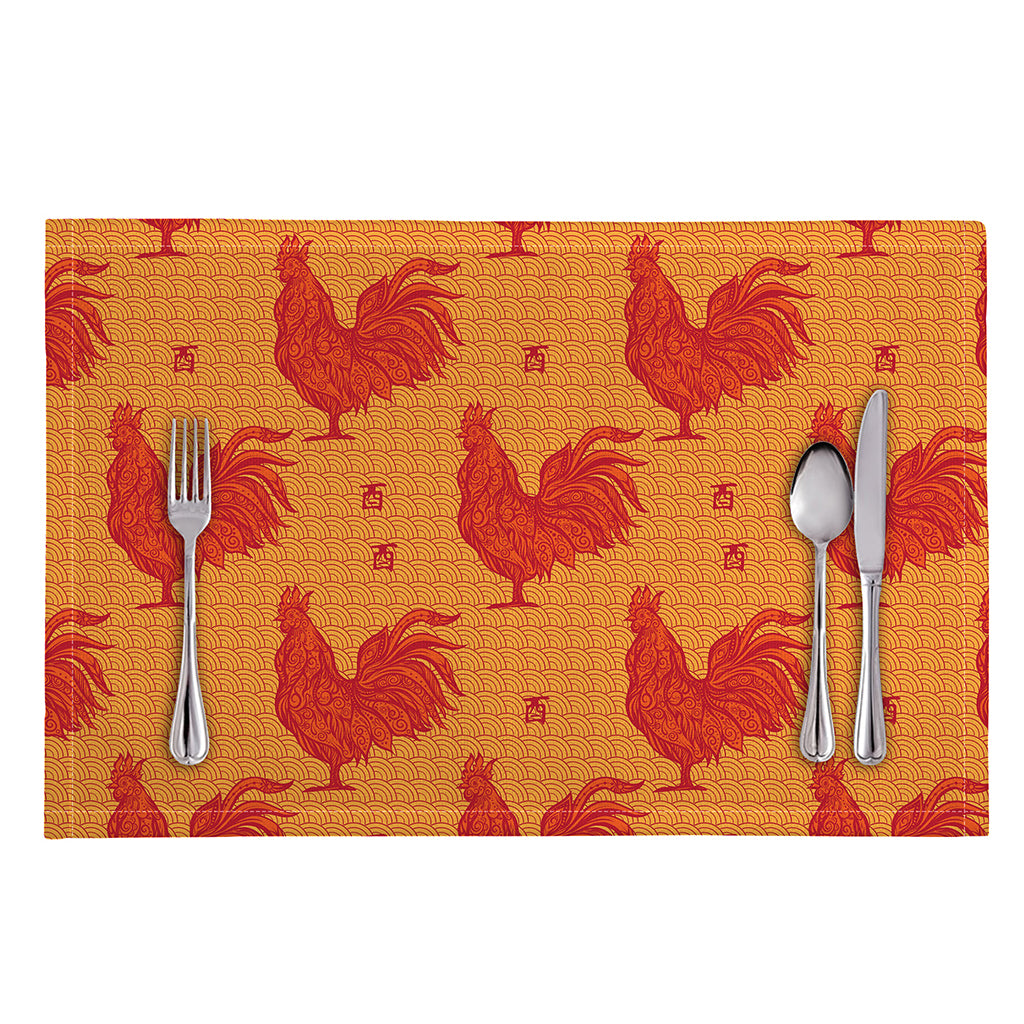 Chinese Rooster Pattern Print Placemat