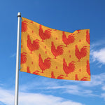 Chinese Rooster Pattern Print Polyester Flag