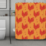 Chinese Rooster Pattern Print Polyester Shower Curtain